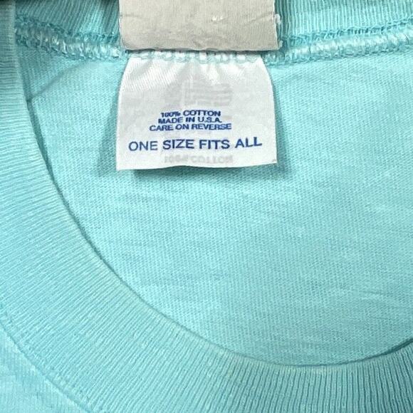 Vintage 80s Florida Beach Club Shirt Dress One Size Aqua Blue Cover‎ Up USA Made - Picture 8 of 10